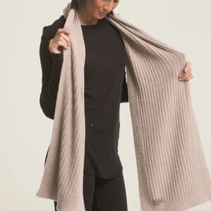 Barefoot Dreams Ribbed Long Knit Scarf in Taupe